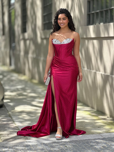 vestido Gisele bordeaux