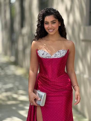 vestido Gisele bordeaux