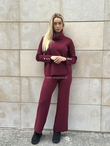 Roupa feminina Conjunto botôes bordeaux | Iconik592