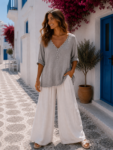 Blusa botões cinza