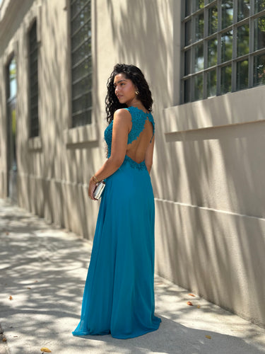 Vestido Any azul turquesa