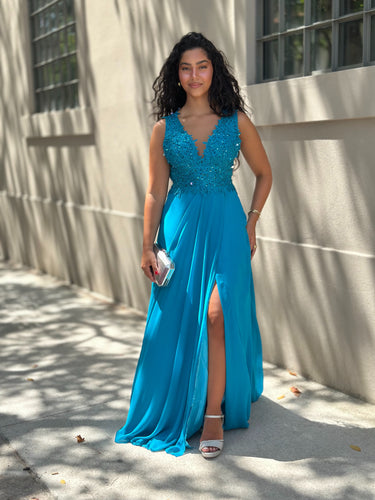Vestido Any azul turquesa
