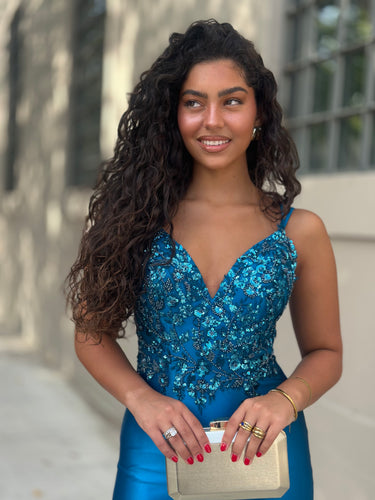 Vestido Jéssica azul petróleo