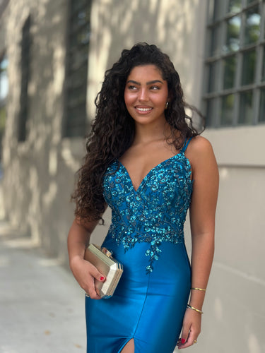Vestido Jéssica azul petróleo