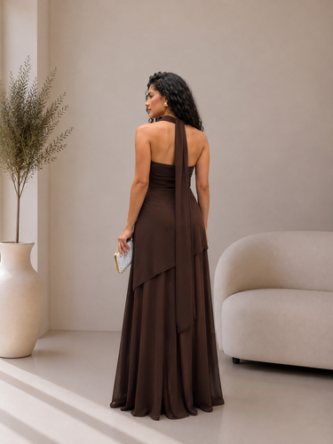 Vestido Alexa castanho