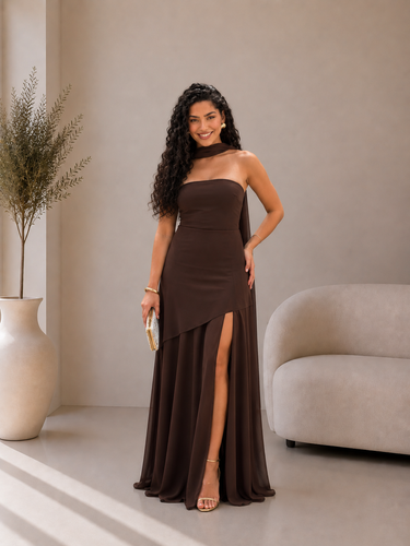 Vestido Alexa castanho