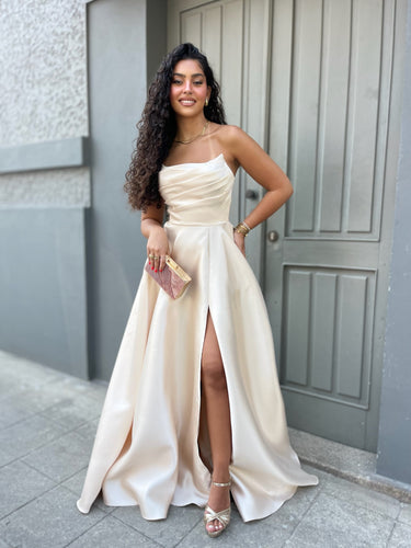 Vestido Morgan bege-dourado, fotografia principal