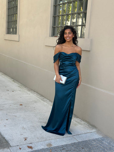 Vestido Diana azul petróleo