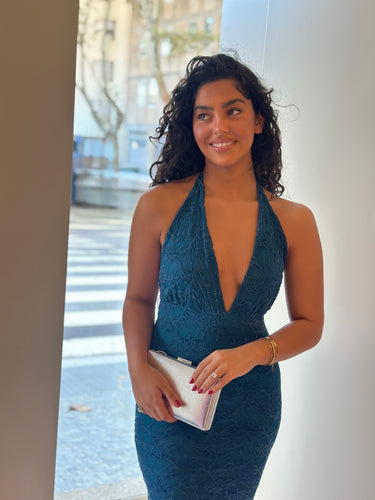 Vestido marta azul petróleo
