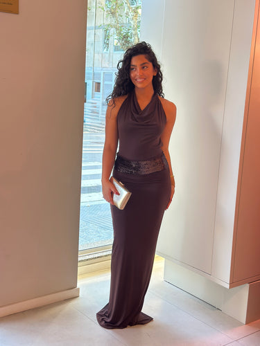 Vestido Jilian castanho