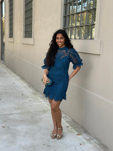 Vestido Miranda azul petróleo