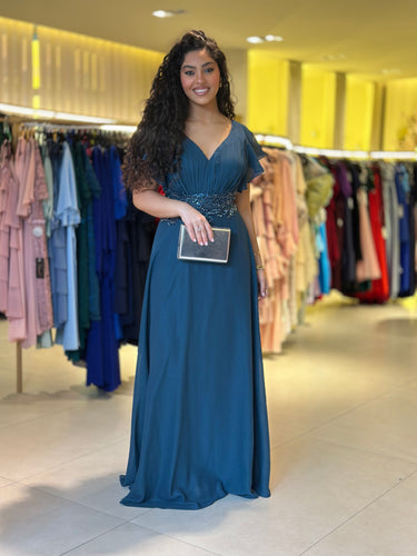 Vestido Tyra azul petróleo