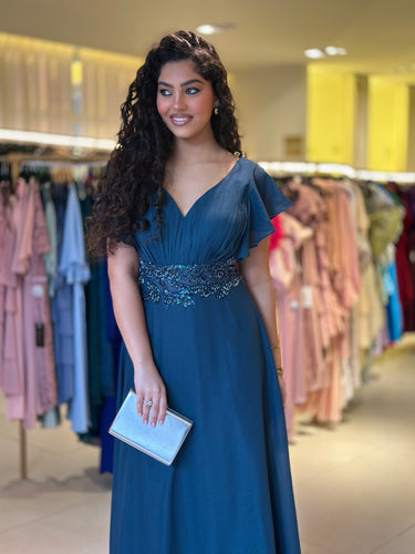 Vestido Tyra azul petróleo