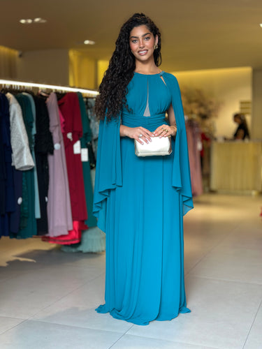 Vestido Camila azul-petróleo, fotografia 4 do modelo
