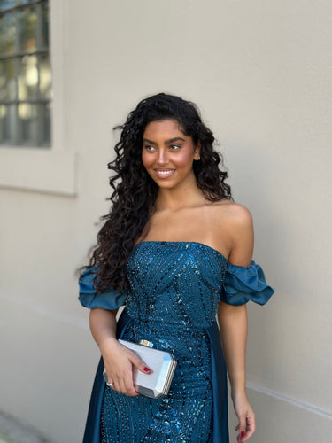 Vestido Gabriela azul petróleo