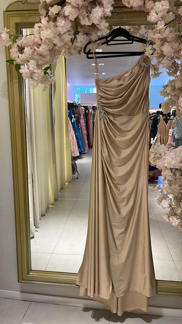 Vestido Vénus bege dourado