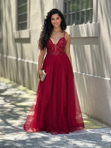 Vestido Isabel bordeaux