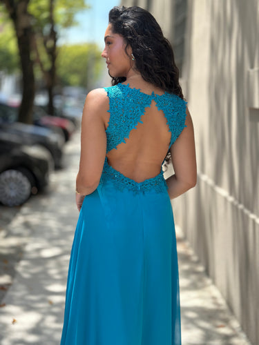 Vestido Any azul turquesa