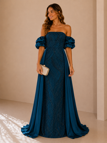 Vestido Gabriela azul petróleo