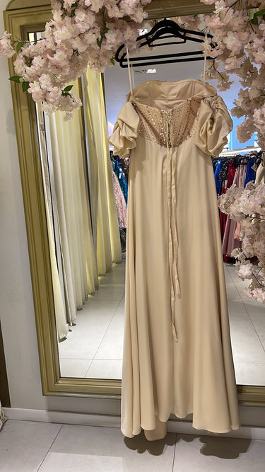 Vestido Gabriela bege dourado