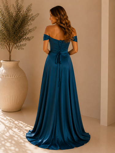 Vestido Aurora azul petróleo