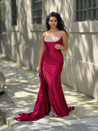 vestido Gisele bordeaux