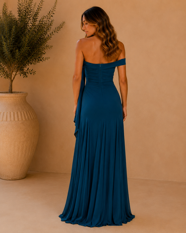 Vestido jade azul petróleo