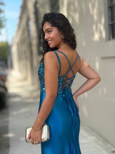 Vestido Jéssica azul petróleo