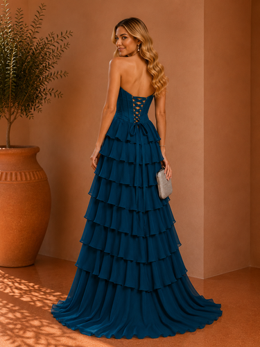 Vestido Madalena azul petróleo