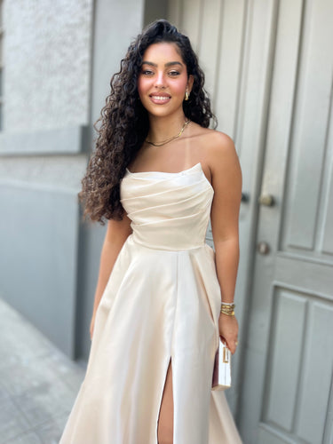 Vestido Morgan bege-dourado, fotografia adicional 4