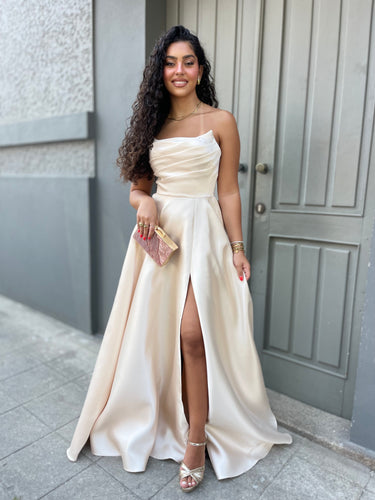 Vestido Morgan bege-dourado, fotografia adicional 2