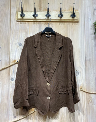 Blazer De linho castanho