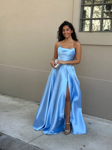 Vestido de cerimónia Cassandra azul-claro, quarta fotografia