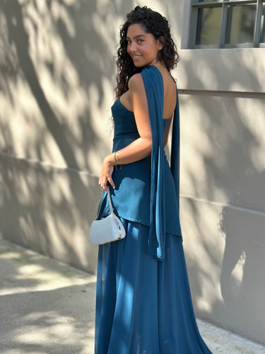 Vestido Madison azul petróleo