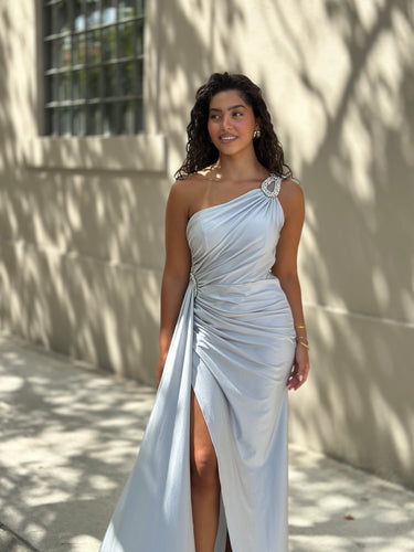 Vestido Vénus cinza prata