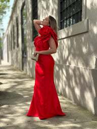 Vestido Hailey vermelho, de cerimónia