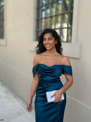 Vestido Diana azul petróleo