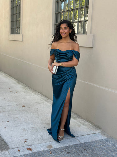 Vestido Diana azul petróleo