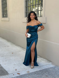Vestido Diana azul petróleo