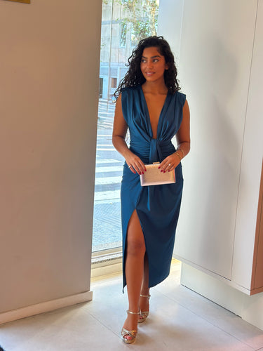 Vestido Vilma azul petróleo