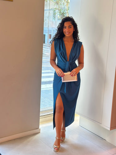 Vestido Vilma azul petróleo
