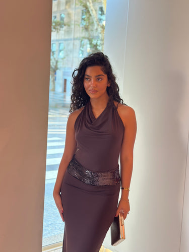 Vestido Jilian castanho
