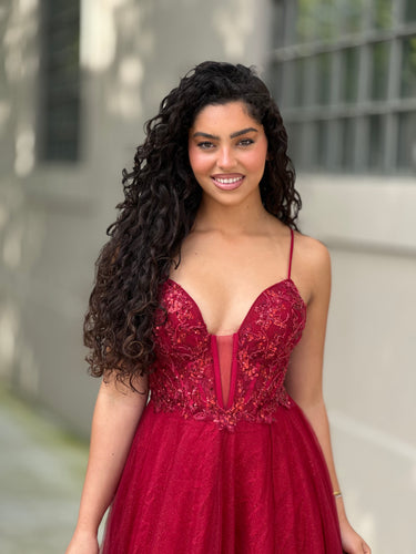 Vestido Isabel bordeaux