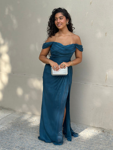 Vestido Yasmin azul petróleo