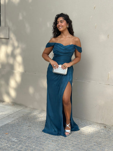 Vestido Yasmin azul petróleo