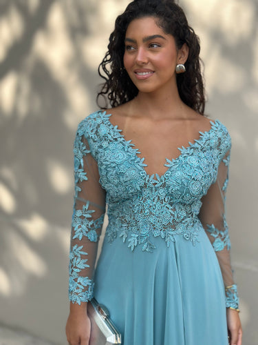 Vestido Wonderland XL verde água azulado