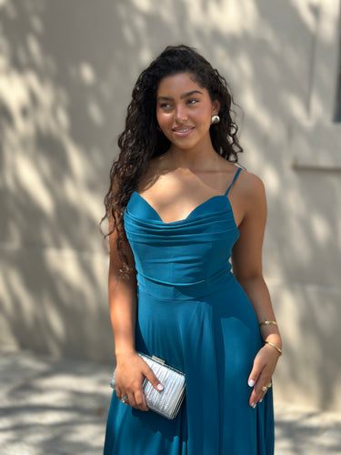 Vestido Dora azul petróleo