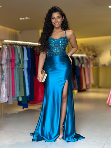 Vestido Ivy azul petróleo