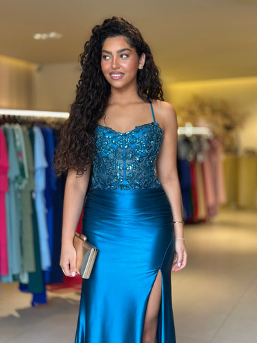 Vestido Ivy azul petróleo