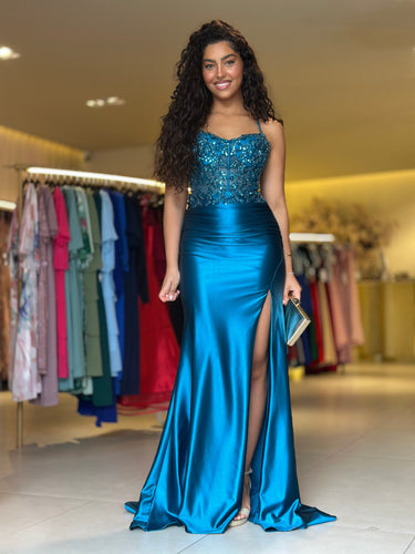 Vestido Ivy azul petróleo